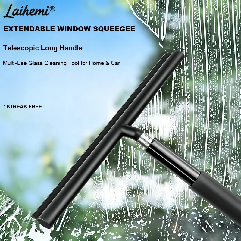 Glass Cleaner Streak - Teleskopischer Fensterabzieher mit Langem Griff, Streifenfreier