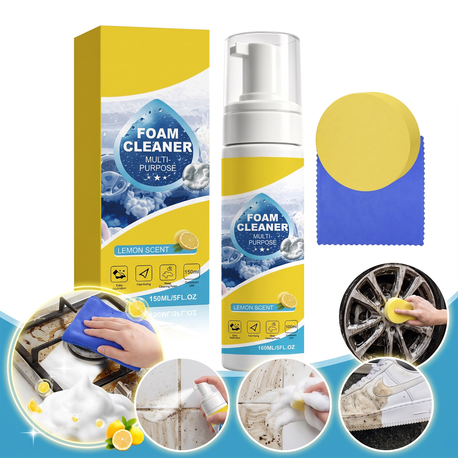 Interior Detailing Kit - Multifunktionales Schaumreinigungsset Tiefenreinigung Ohne Schrubben Autoinnenraum