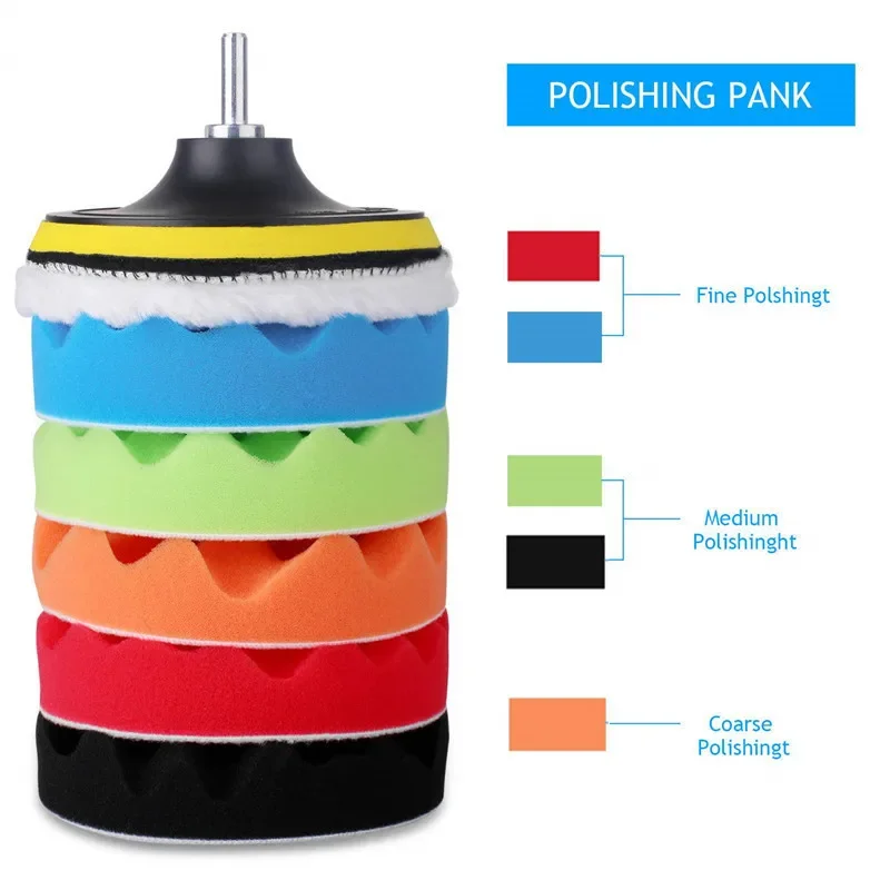 Polish Pad Set Buffer - 8Pcs Auto Polieren Pads Kit 3/4/5/6/7