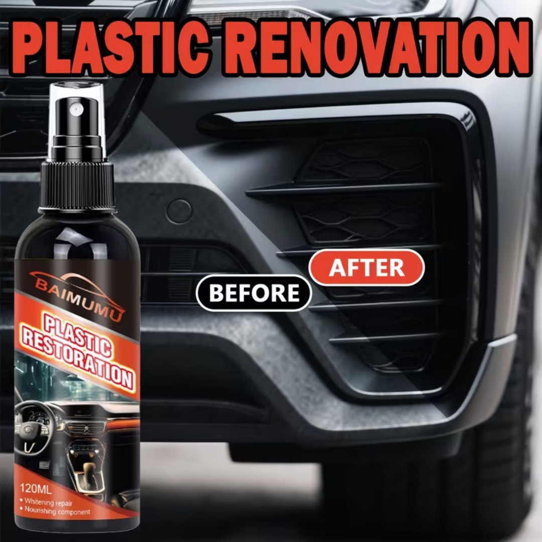 Trim Restorer Plastic - 120ml Auto-Kunststoff-Restaurierungsspray, Auto-Kunststoff-Renovierer für Armaturenbrett &