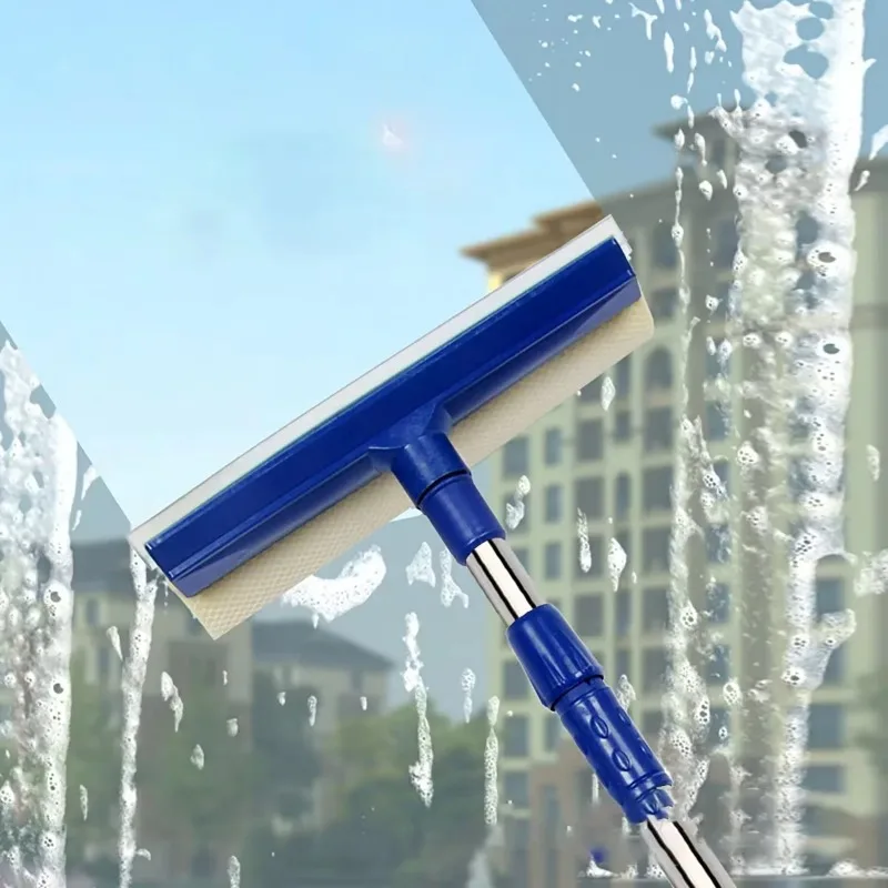Glass Cleaner Streak - 2-in-1-Teleskop-Fensterreiniger mit Schwammbürste und Rakel, einziehbarer